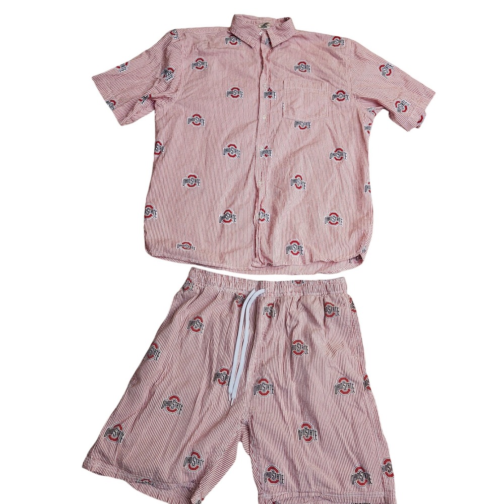 Wes and Willy Ohio‎ State Buckeyes 2-piece Pajamas Button Up Shirt Shorts XXL